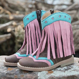 "Lyddie" Pink Fringe Toddler Boots