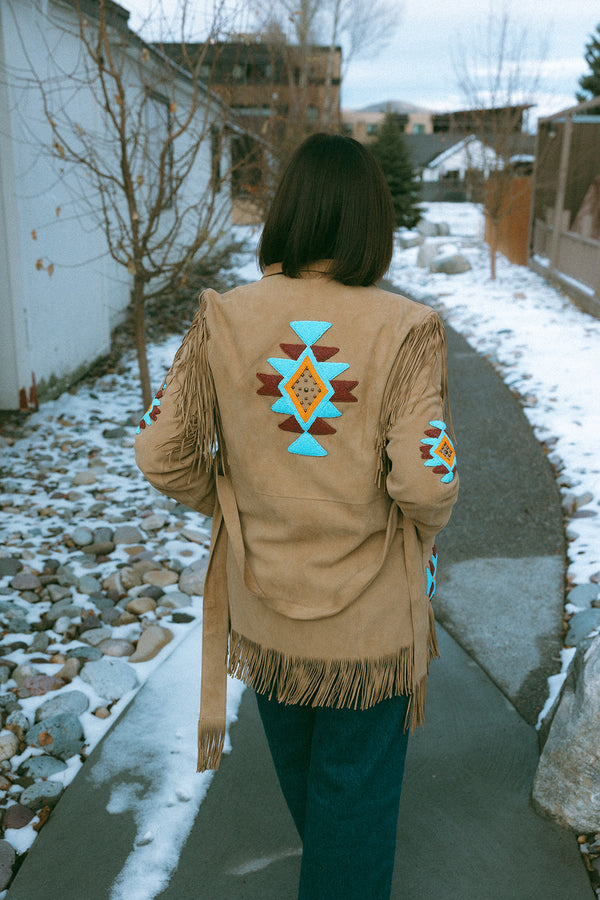 Hand Beaded Suede Jacket