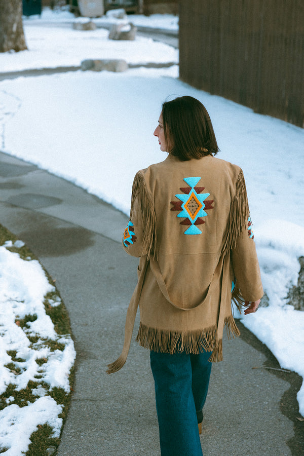 Hand Beaded Suede Jacket