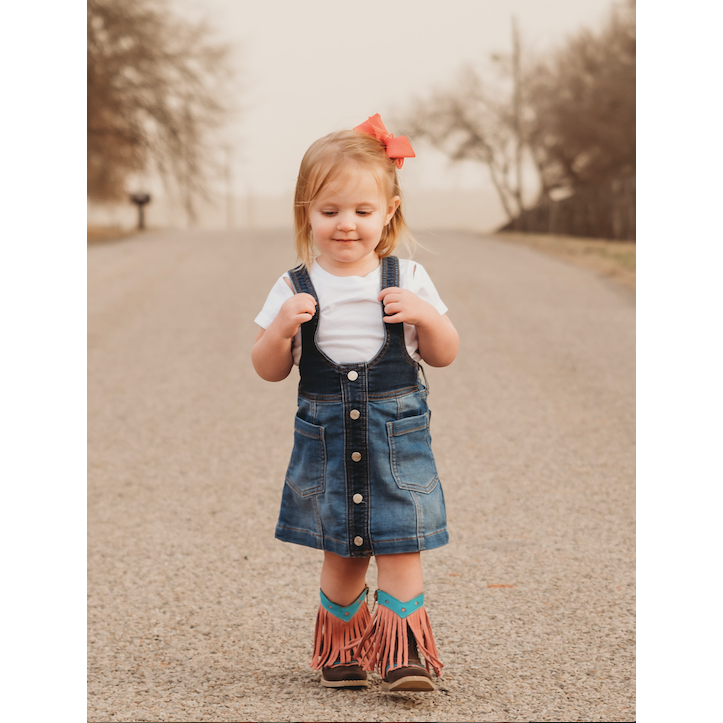 "Lyddie" Pink Fringe Toddler Boots