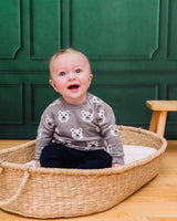 Bear Jacquard Knit Baby Raglan Pullover Sweater (Organic)