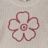 Hippie Flower Embroidered Chunky Knit Baby Sweater - Organic