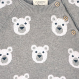 Bear Jacquard Knit Baby Raglan Pullover Sweater (Organic)