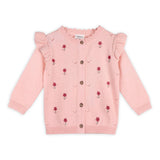 Floral Embroidered Pointelle Knit Baby Cardigan (Organic)
