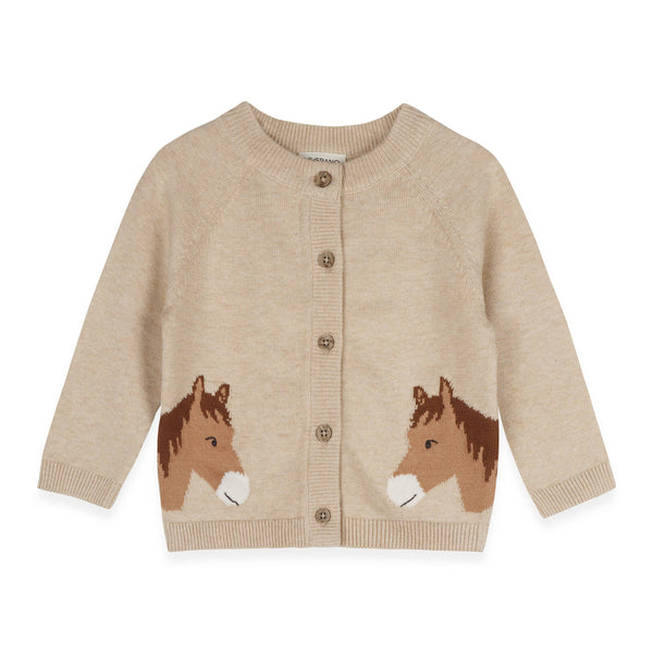 Horse Jacquard Sweater Knit Baby Cardigan