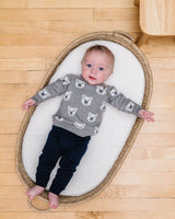 Bear Jacquard Knit Baby Raglan Pullover Sweater (Organic)