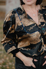 Velvet Cuff Mtn Lion Blouse