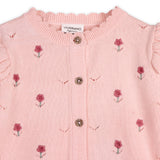 Floral Embroidered Pointelle Knit Baby Cardigan (Organic)