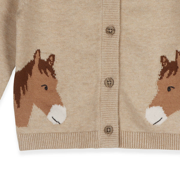 Horse Jacquard Sweater Knit Baby Cardigan