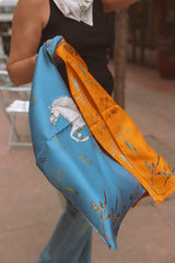 Pencil Horse Silk Twill Scarf Small