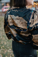 Velvet Cuff Mtn Lion Blouse